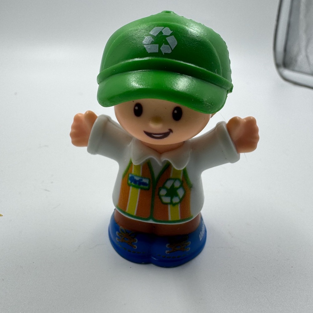 Fisher Price Little People Trash Man Recycle Boy Figure 2016 Mattel Kids Toy